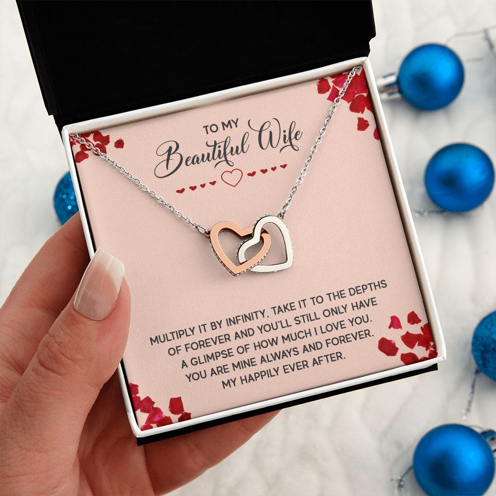 To My Wife Necklace, Luxury Jewelry For Wife, Couples Gifts Neckalce For Wife From Husband, Necklaces Styles On Birthday Christmas Wedding For Women, Interlocking Hearts Necklace For Her