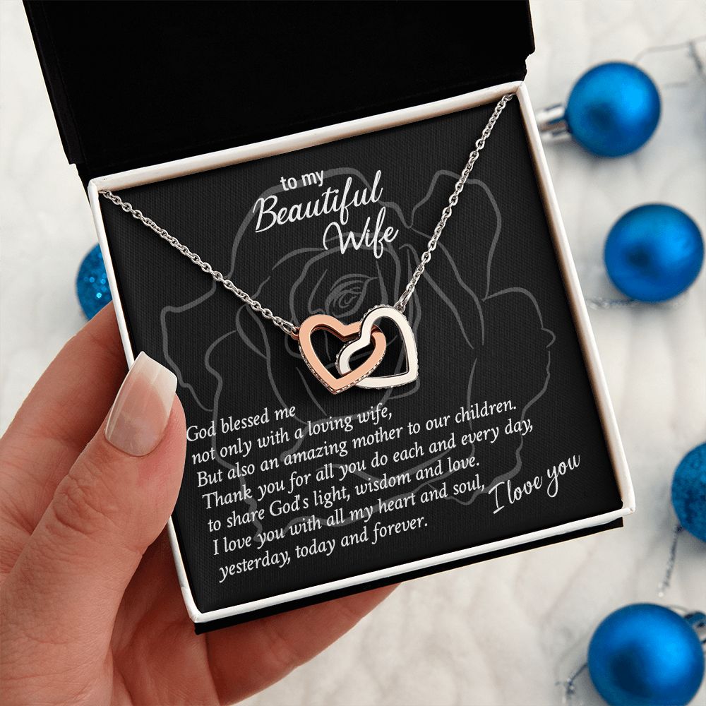 Necklace Gift for Wife, To My Beautiful Wife Hearts Necklace Gift Set Necklaces for Women, Necklace for Wife From Husband, Jewelry Gifts for Women, Gift Items for Women, Birthday Gifts for Her