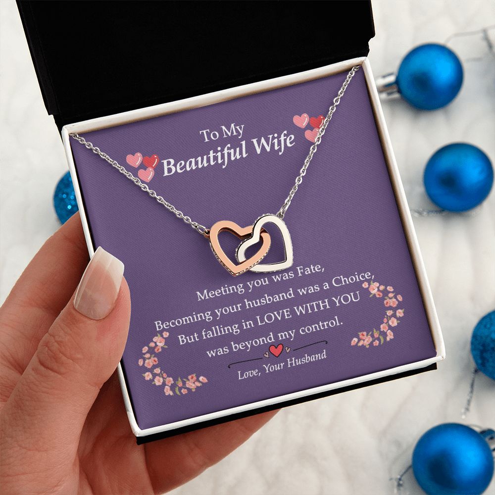 To my Beautiful Wife Necklace, Birthday For Wife Anniversary From Husband, Wedding, Anniversary, Gift for Wife, Interlocking Hearts Necklace for Wife Luxury Jewelry styles On Birthday, Xmas, Anniversary