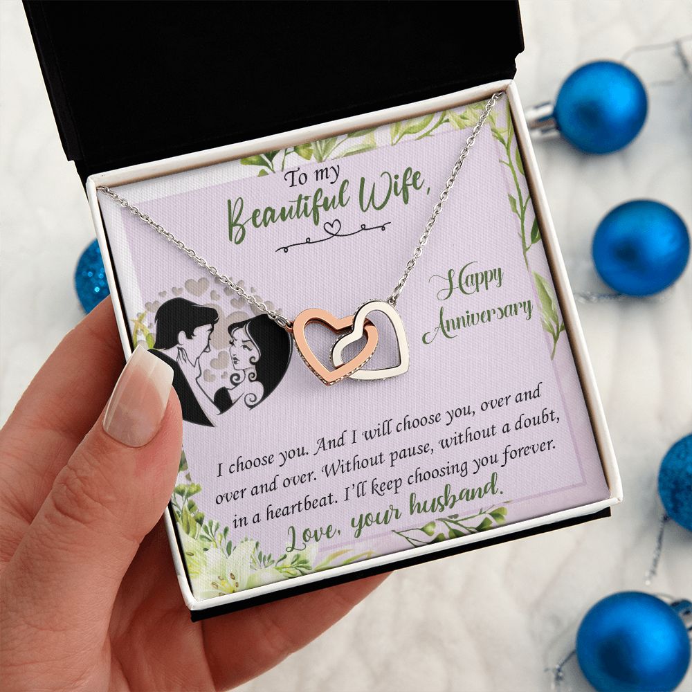 To My Beautiful Wife Necklace, Gifts for Soulmate, Heart Necklace for Wife, Soulmate Jewelry, Soulmate Necklace, Future Wife Gift, Interlocking Heart Necklace for Wife from Husband