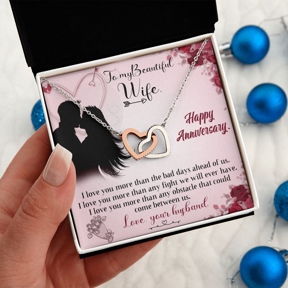 To My Beautiful Wife Necklace for Women  from Husband Romantic Jewelry For Future Wife Valentine Day Gift For Wife Interlocking Hearts necklace