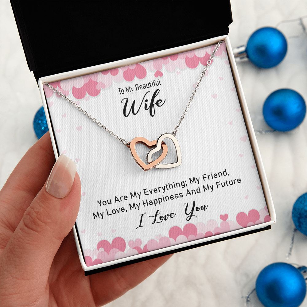 To My Wife Necklace from Husband Luxury Jewelry For Wife, Couples Gifts Neckalce For Wife From Husband, Necklaces Styles On Birthday Christmas Wedding For Women, Interlocking Hearts Necklace For Her