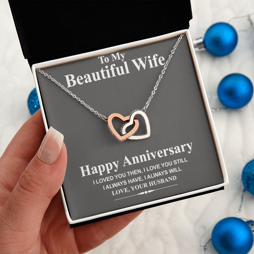 Wife Necklace Gift From Husband To My Beautiful Wife Pendant Necklace Anniversary Valentines Day Anniversary Jewelry with Message Card and Gift Box. Gift for Wife. Heart Necklace Gift Set for Wife