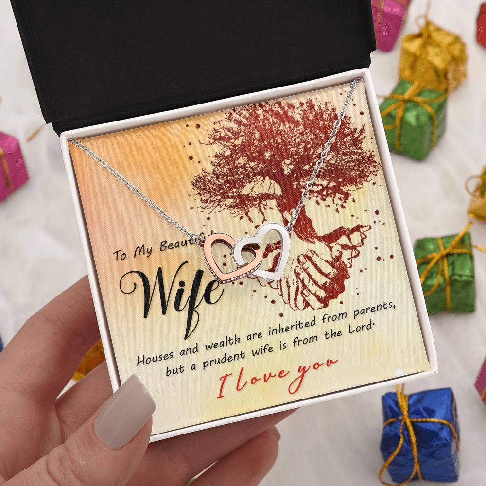 To My Beautiful Wife Necklace, Gift for Wife, Girlfriend, Soulmate Neckalce Gift for Wife from Husband Necklace for Wife Luxury Jewelry Necklaces Styles On Birthday, Xmas, tyle Luxury Led Box Interlocking Hearts Necklace