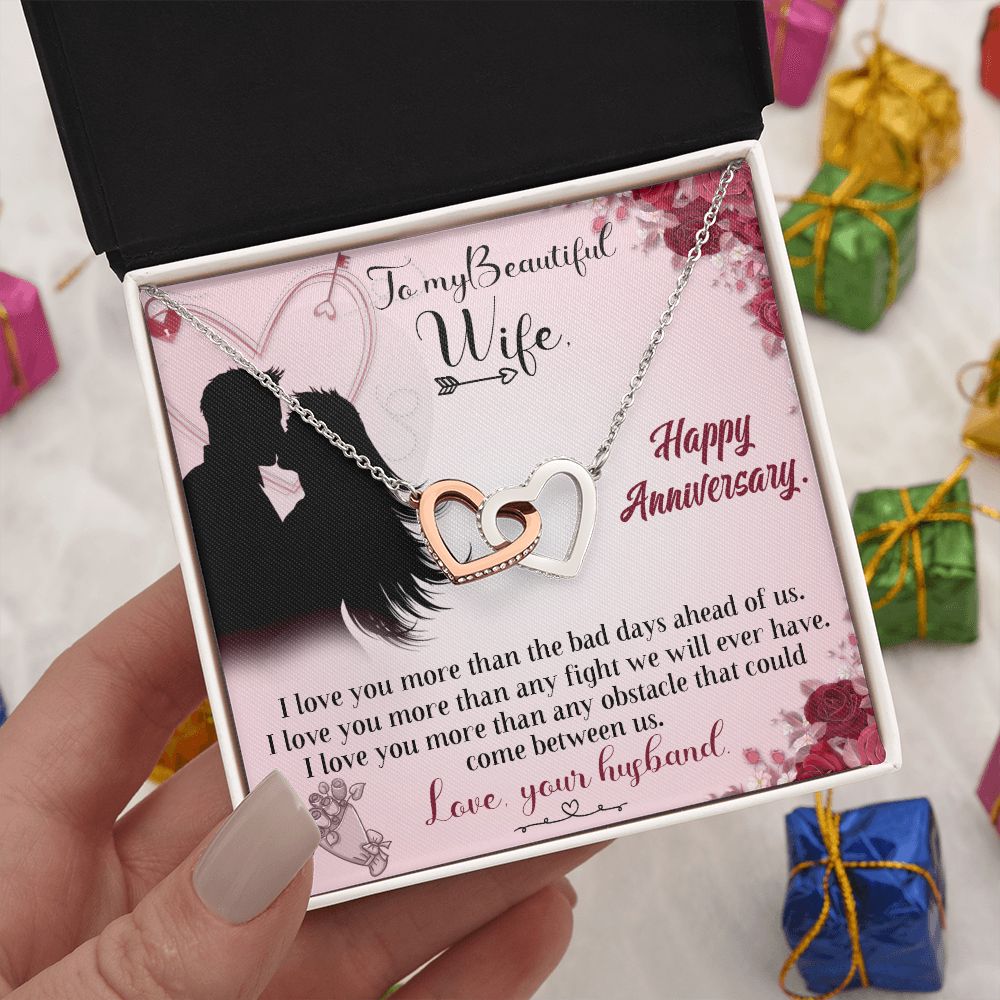 To My Beautiful Wife Necklace for Women  from Husband Romantic Jewelry For Future Wife Valentine Day Gift For Wife Interlocking Hearts necklace