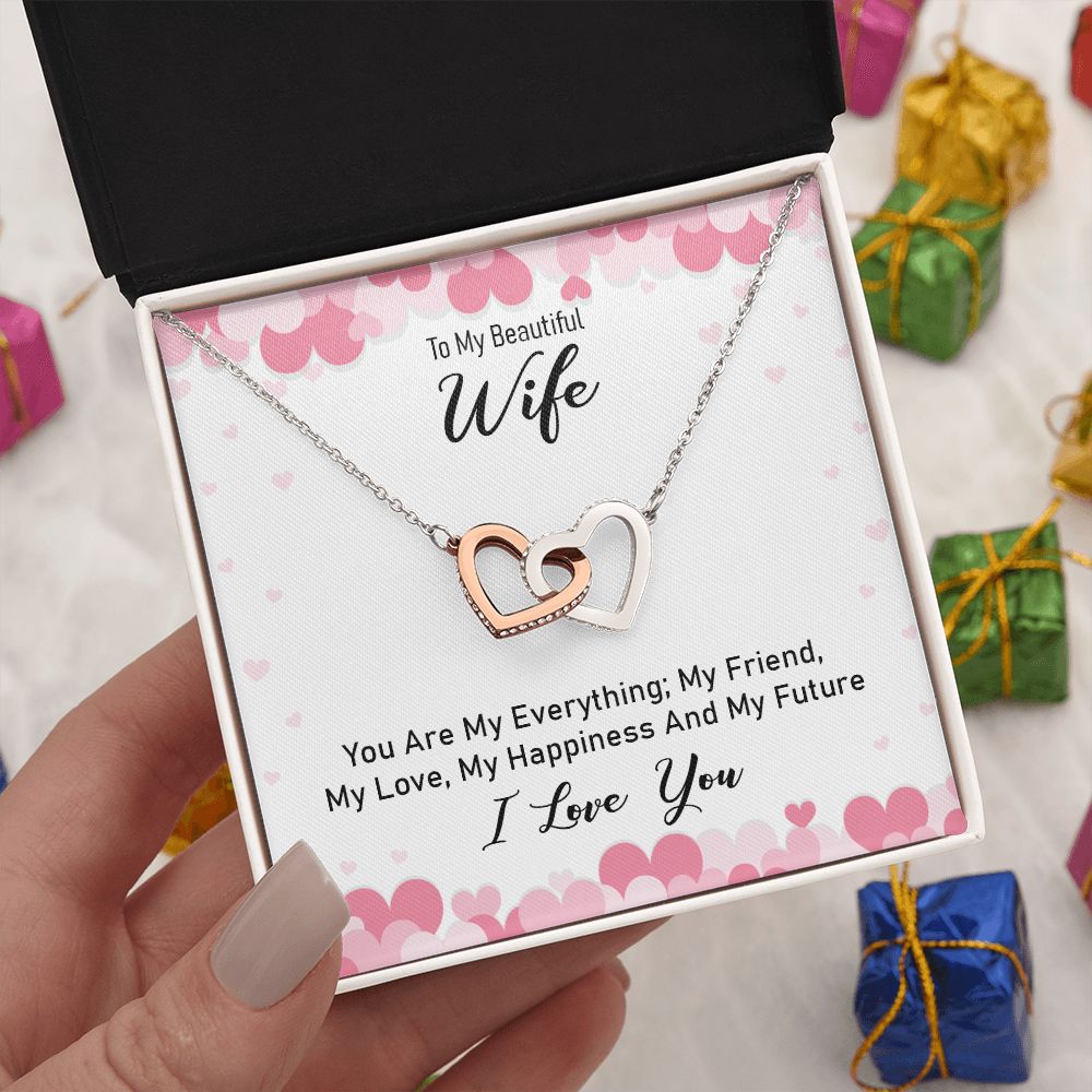 To My Wife Necklace from Husband Luxury Jewelry For Wife, Couples Gifts Neckalce For Wife From Husband, Necklaces Styles On Birthday Christmas Wedding For Women, Interlocking Hearts Necklace For Her