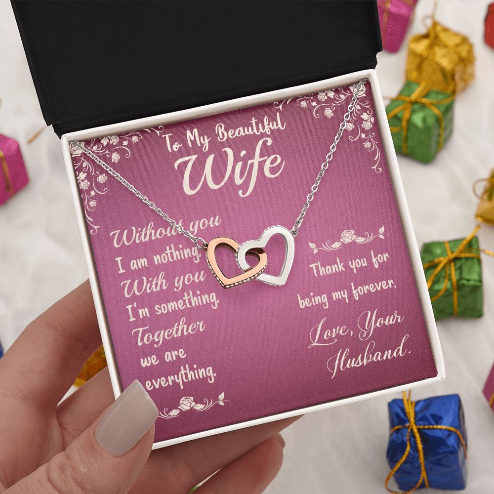 To My Beautiful Wife Necklace, Gift for Wife from Susband, Interlocking Hearts Neckalce Gift for Wife from Husband Necklace for Wife Luxury Jewelry Necklaces Styles On Birthday, Xmas, tyle Luxury Led Box