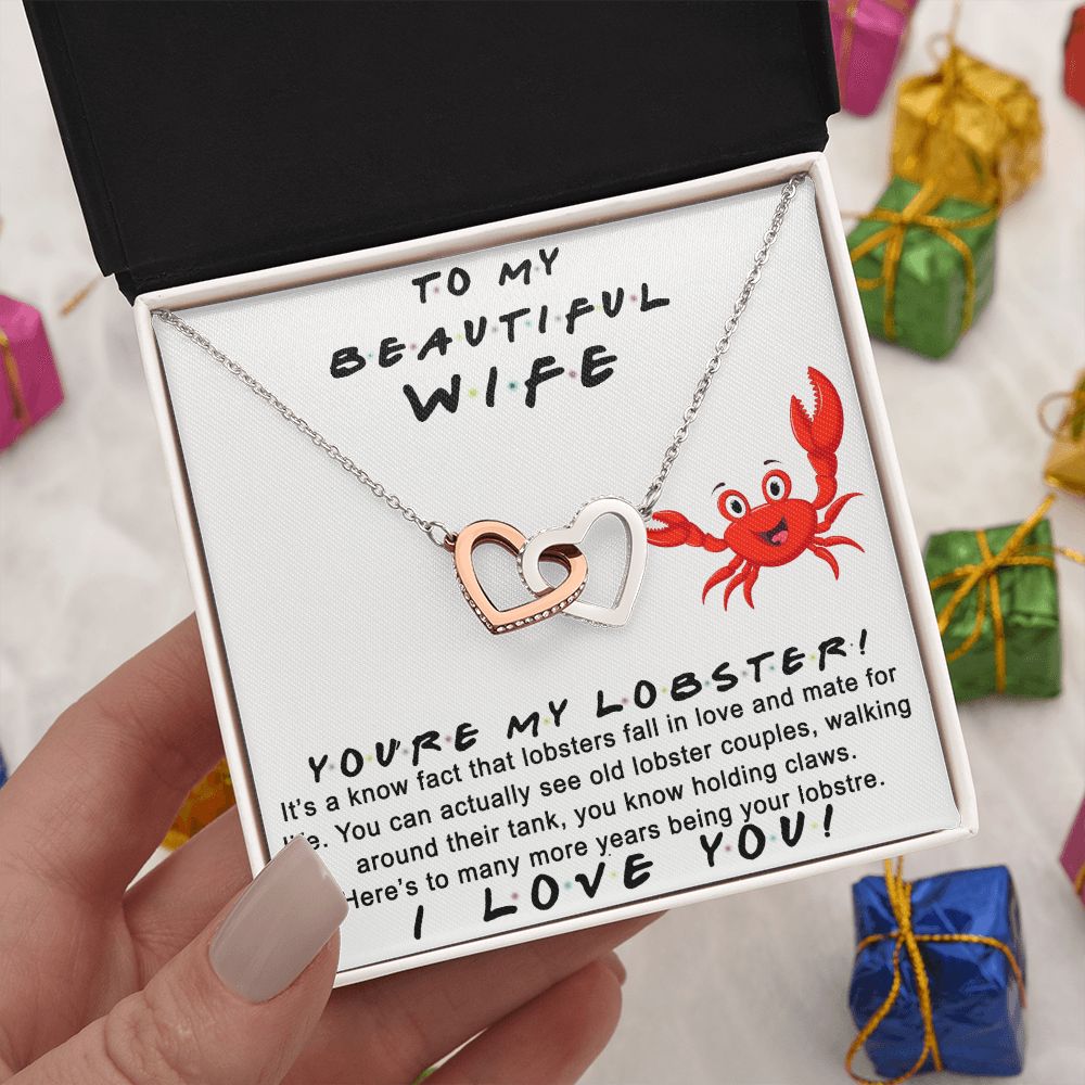 To My Beautiful Wife Necklace From Husband Jewelry For Women Valentines Day Birthday Gifts For Wife Anniversary Necklaces For Women Interlocking Hearts Necklace