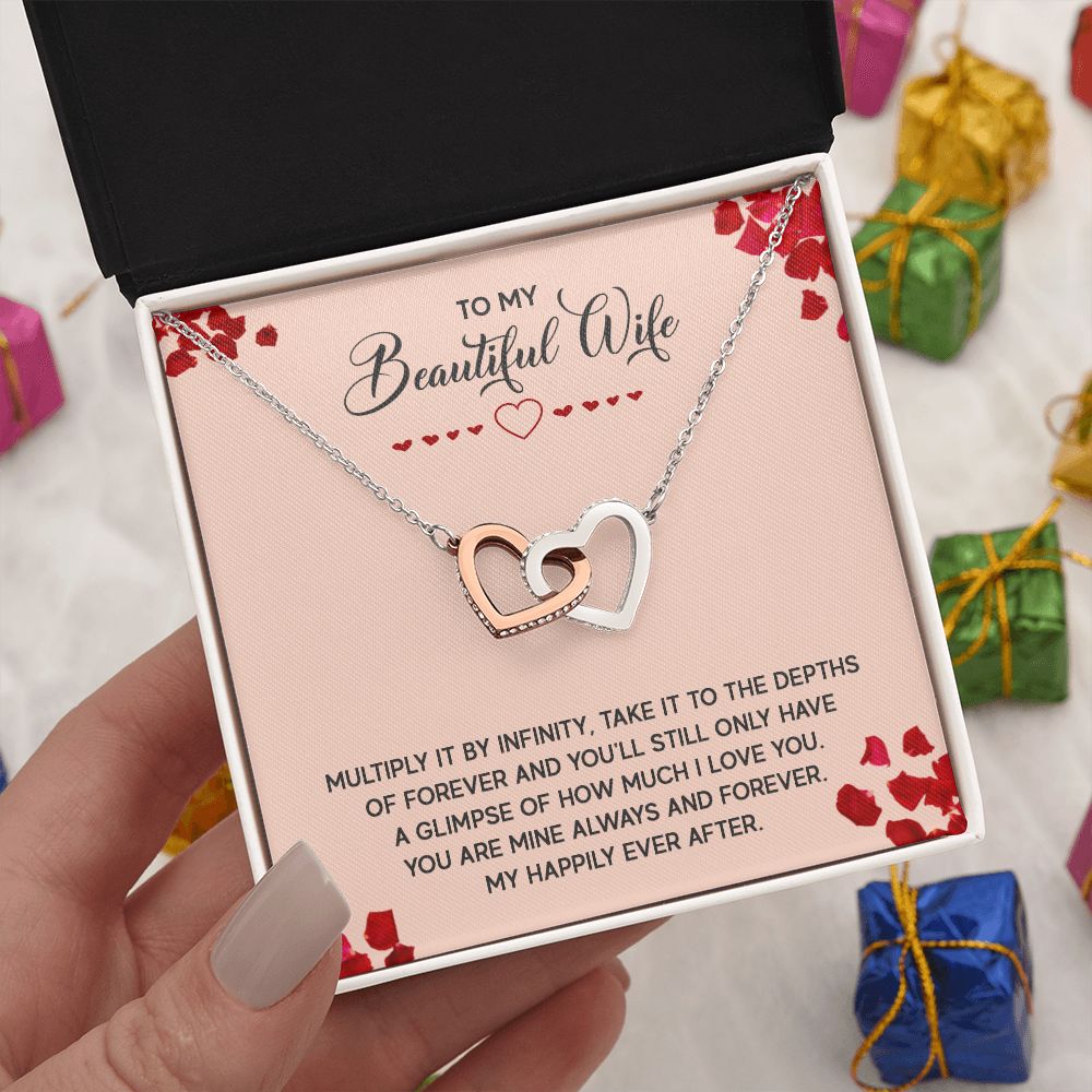 To My Wife Necklace, Luxury Jewelry For Wife, Couples Gifts Neckalce For Wife From Husband, Necklaces Styles On Birthday Christmas Wedding For Women, Interlocking Hearts Necklace For Her