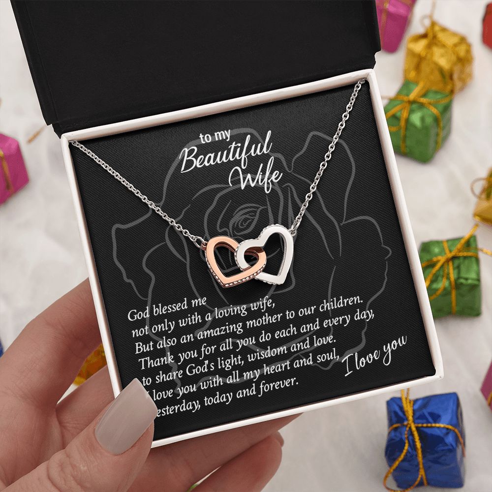 Necklace Gift for Wife, To My Beautiful Wife Hearts Necklace Gift Set Necklaces for Women, Necklace for Wife From Husband, Jewelry Gifts for Women, Gift Items for Women, Birthday Gifts for Her