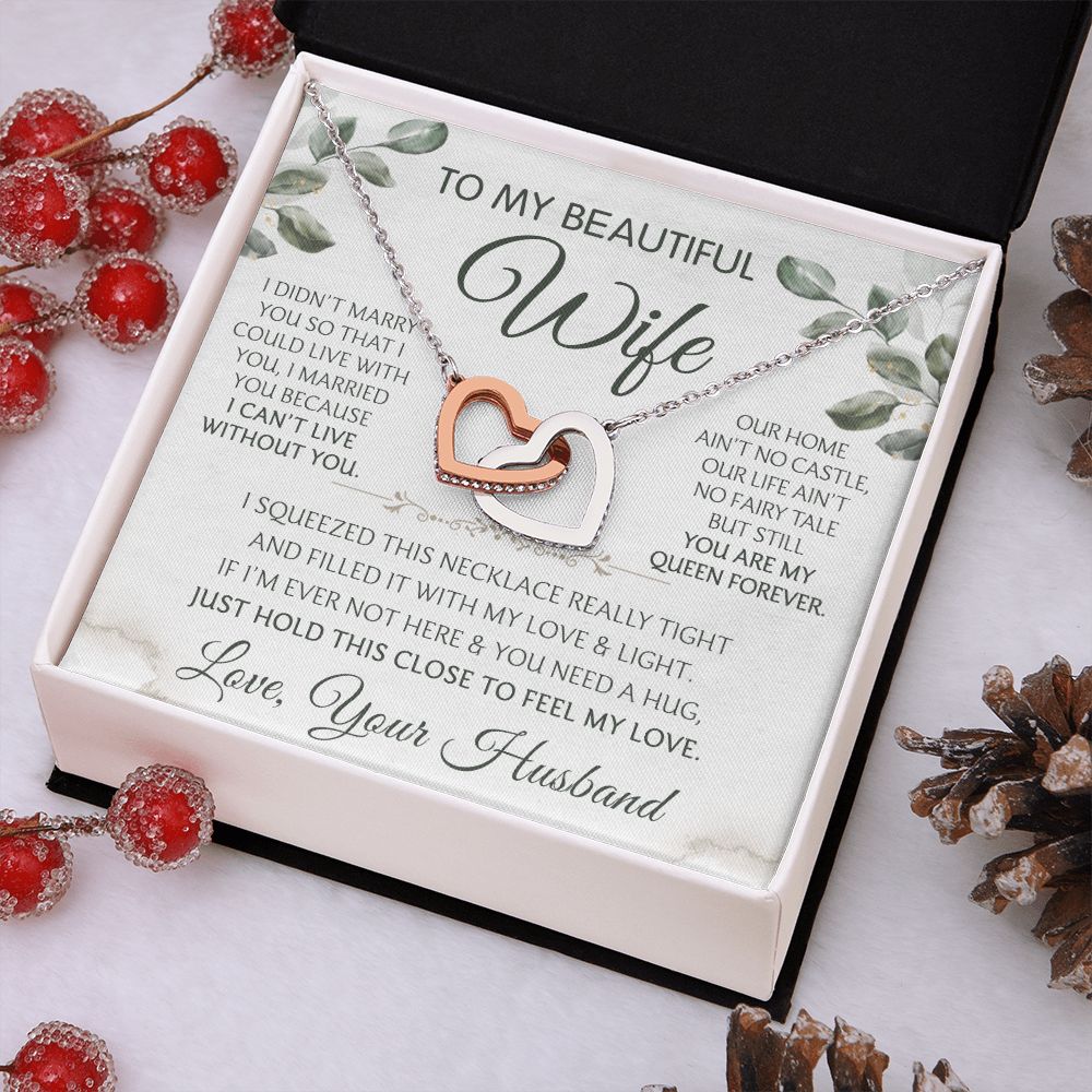 Birthday Gifts For Wife, Love Necklace Gifts For Wife From Husband, To My Soulmate Necklace For Women, To My Wife Necklace, Wedding Anniversary Present For Wife, Romantic Soulmate Jewelry On Christmas Interlocking Heart Necklace