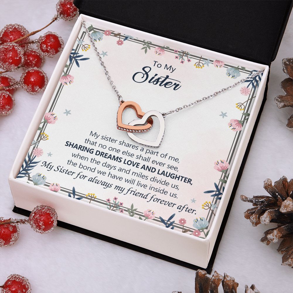 To My Sister Necklace Pendant Inspirational Jewelry For Women Teen Girl Family and Friendship Gifts Sisters Gifts Idea Sister Jewelry Necklace for Sisters Gift for Sister 301 Interlocking Hearts Necklace