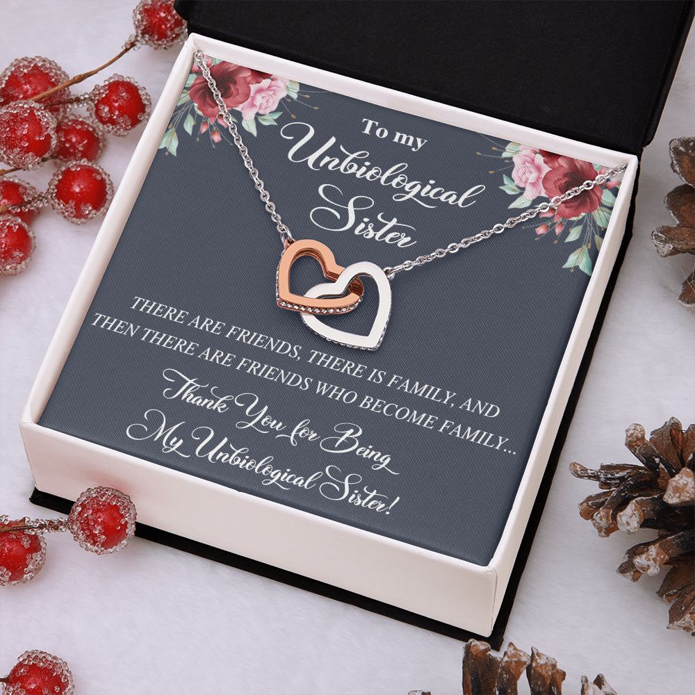 Unbiological Sister Alluring Beautiful Necklace, Best Friend Necklace, Soul Gift Interlocking Hearts Necklace