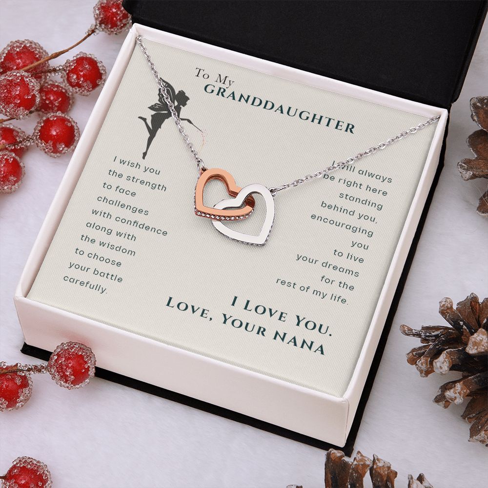 To My Granddaughter Dragonfly Necklace, Gift for Granddaughter From Nana Interlocking Hearts Necklace