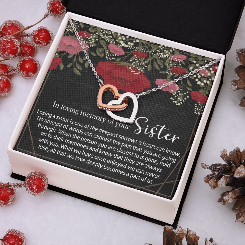 In Loving Memory of Your Sister Necklace Grief Gifts for Grieving Gift for Memorial Pendant Necklace Gifts for Remembrance Gifts for Bereavement Gifts Sorry for Your Loss 301 Interlocking Hearts Necklace