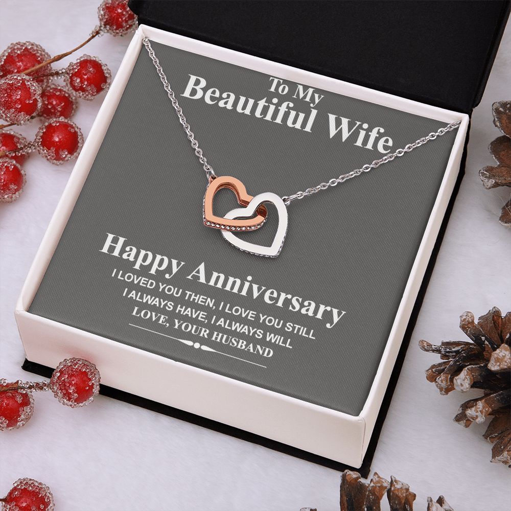 Wife Necklace Gift From Husband To My Beautiful Wife Pendant Necklace Anniversary Valentines Day Anniversary Jewelry with Message Card and Gift Box. Gift for Wife. Heart Necklace Gift Set for Wife