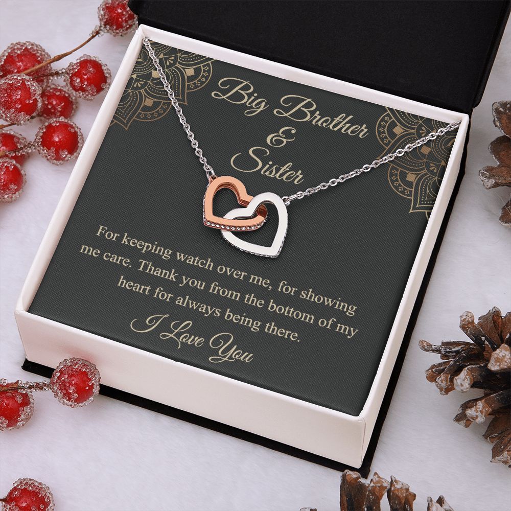 Brother Christmas Gift Chain Necklace, Christmas Gift for Brother from Sister Interlocking Hearts Necklace