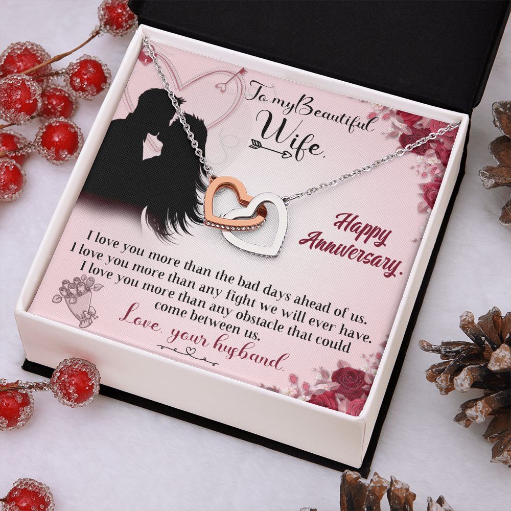 To My Beautiful Wife Necklace for Women  from Husband Romantic Jewelry For Future Wife Valentine Day Gift For Wife Interlocking Hearts necklace