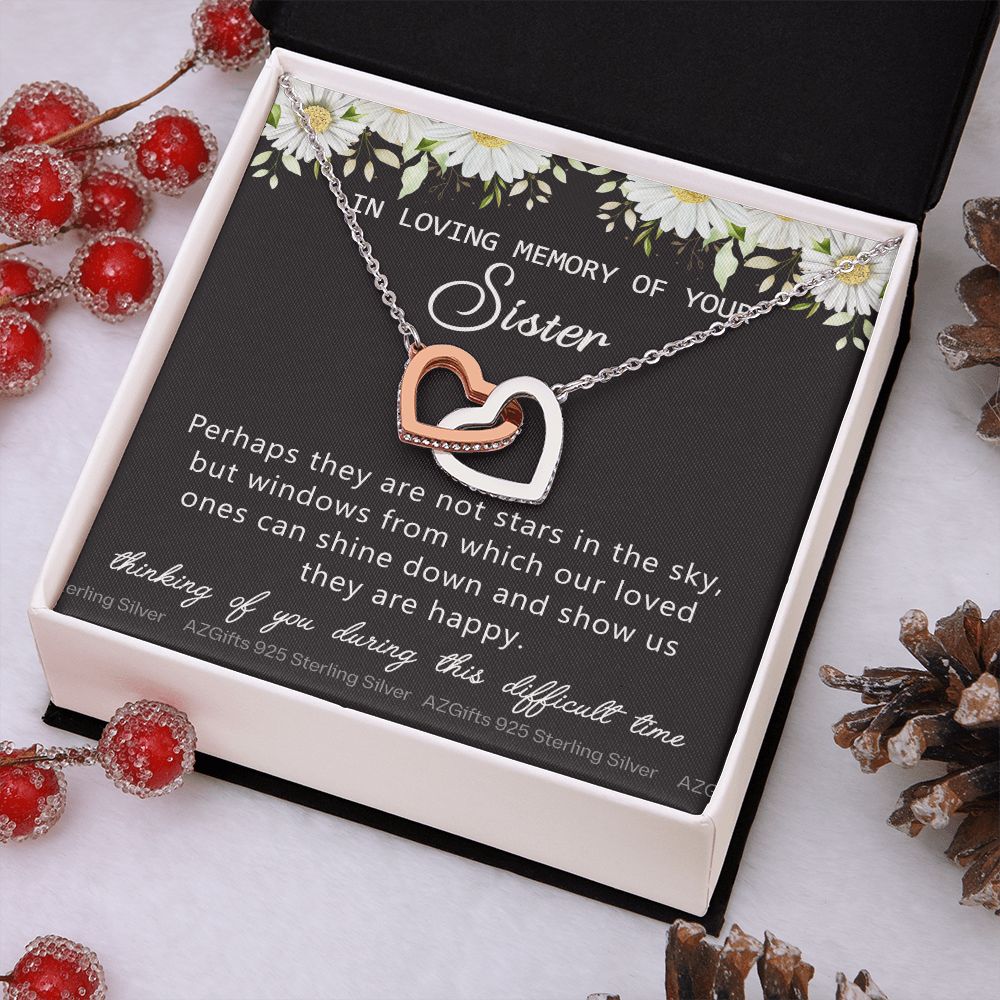 Loss Of Sister Necklace Gift, Sympathy Loss Of Sister, Sympathy Gift Box, Loss Of Sister Necklace, Loss Of Sister, Loss Of Sister Gift, Condolence Gifts, Remembrance Necklace for Women Interlocking Hearts Necklace