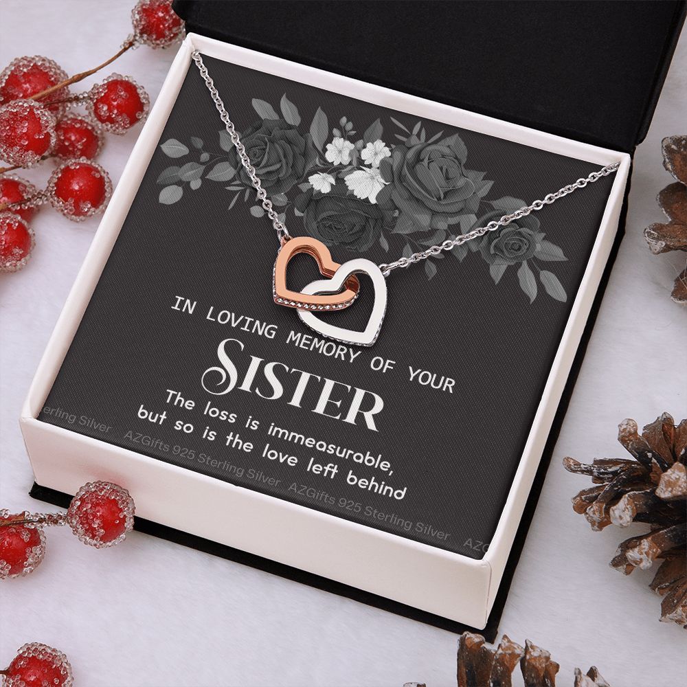 In Memory Of Your Sister, Sympathy Gift Loss Of Sister, Sympathy Gift Box, Loss Of Sister Necklace, Loss Of Sister, Loss Of A Sister Interlocking Hearts Necklace