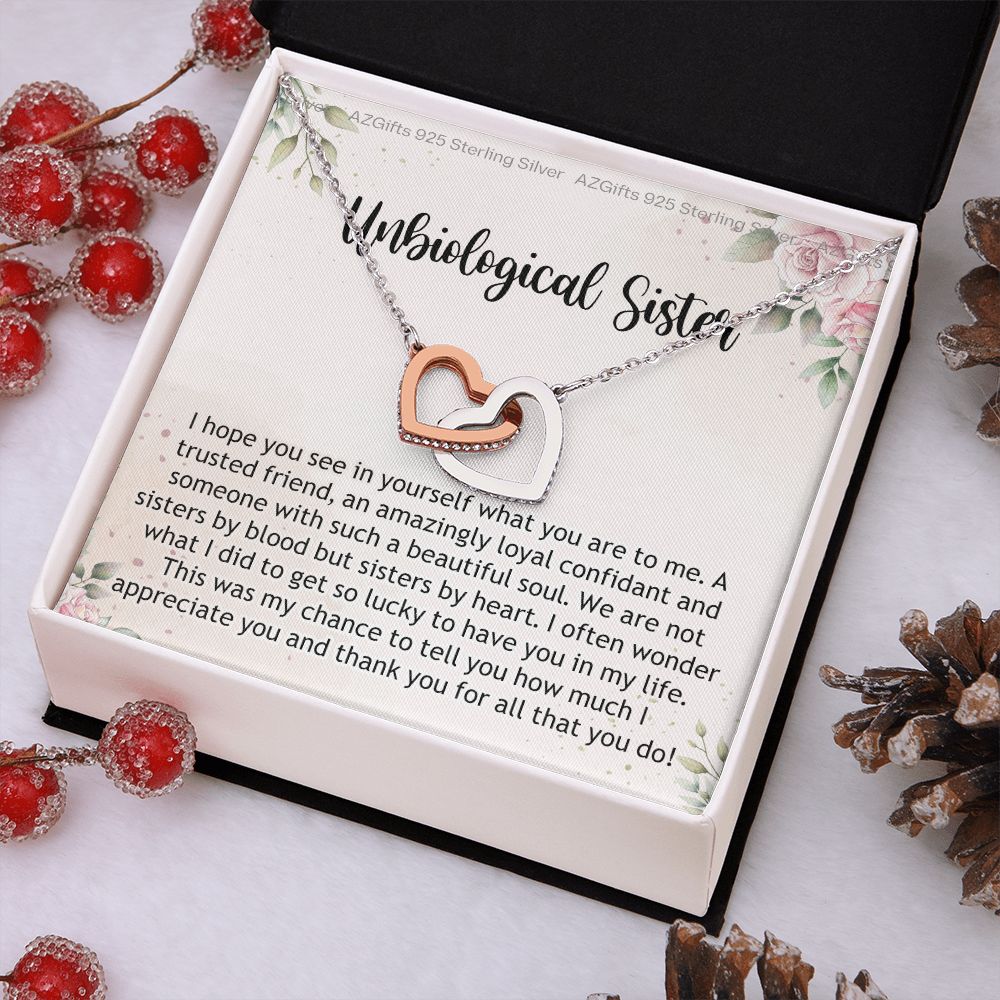 Gifts For Unbiological Sister, Unbiological Sister Gift, Unbiological Sister Gift Birthday, Gift For Best Friends Birthday, Best Friend Gift Interlocking Hearts Necklace