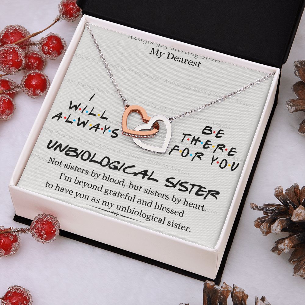 To My Unbiological Sister Necklace Pendant Gift for Soul Sister Unbiological Sister Gift for Women Girls My Unbiological Sister Jewelry Birthday Gift Idea 301 Interlocking Hearts Necklace