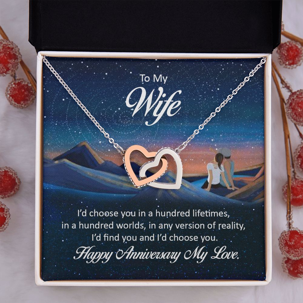 Birthday Gifts For Wife, Necklace Gifts For Wife From Husband, To My Wife Jewelry For Women , To My Wife Necklace  from Husband Wedding Anniversary Present For Wife, Beautiful Wife Jewelry Christmas26 Interlocking Hearts Necklace