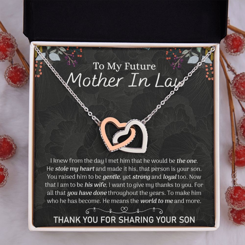 Future Mother In Law Sunflower Bracelet, Mother In Law To Be Gifts, Soon To Be Mother In Law Gifts, Future Mother In Law Birthday Gift Interlocking Hearts Necklace