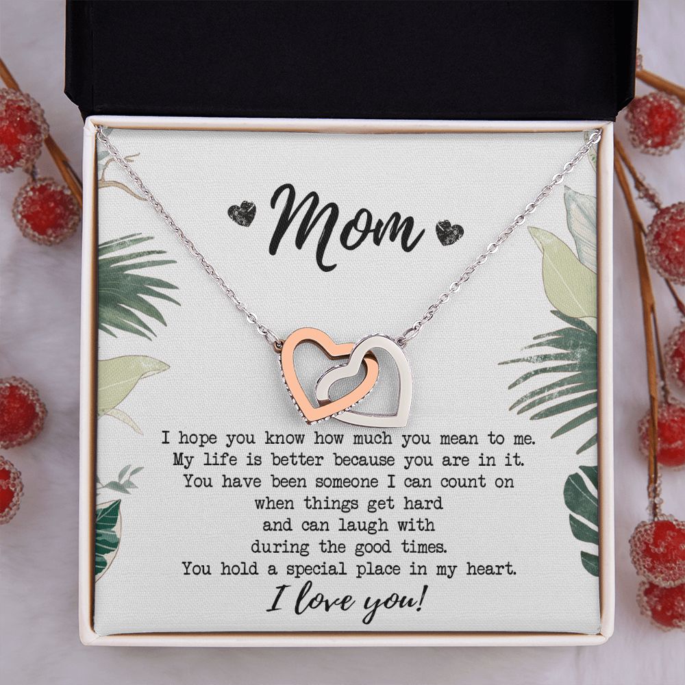 Mothers Day Gift, Gift for Mom, Birthday, Heart Necklace, Mother Daughter Necklace, Gifts for Mom from Daughter, from Son to Mom Interlocking Hearts Necklace