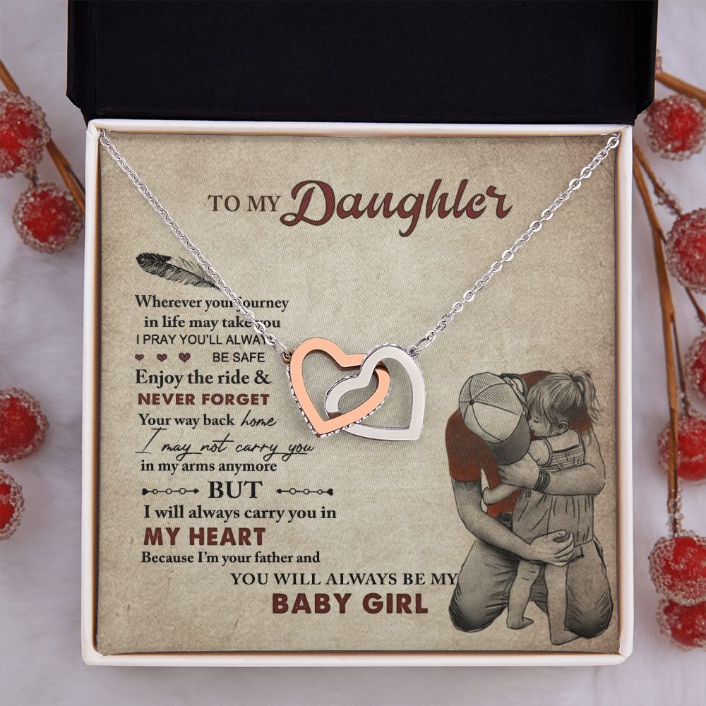 To My Daughter Necklaces Pendants - Father and Daughter Necklace - Gift from Daddy - Luxury Necklace Silver On Birthday, Anniversary - Includes Gift Box Interlocking Hearts Necklace