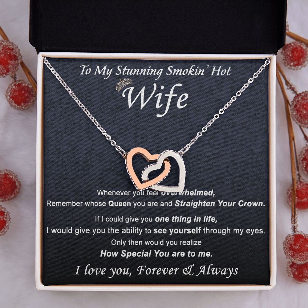 To My Wife Necklace from Husband, Personalized Necklace for Women, Luxury Necklace for Wife from Man Men, Wedding Anniversary Present For Wife, Beautiful Wife Jewelry Christmas Birthday Gift For Wife21 Interlocking Hearts Necklace