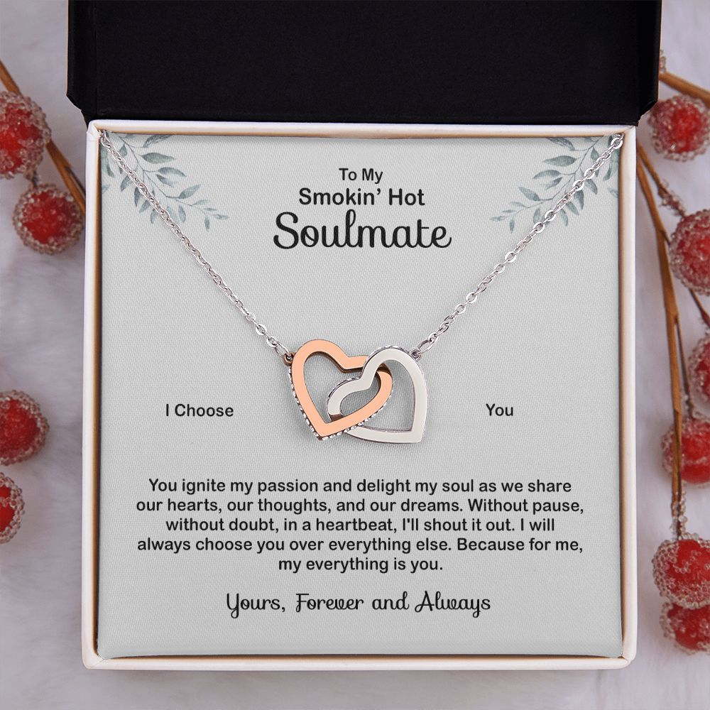 To My Soulmate Necklace for Women Birthday Valentines Day Jewelry Gifts For My Wife with Message Card Box Personalized Gift Present Pendant for Future Wife Soulmate Girlfriend Love 4 Interlocking Hearts Necklace