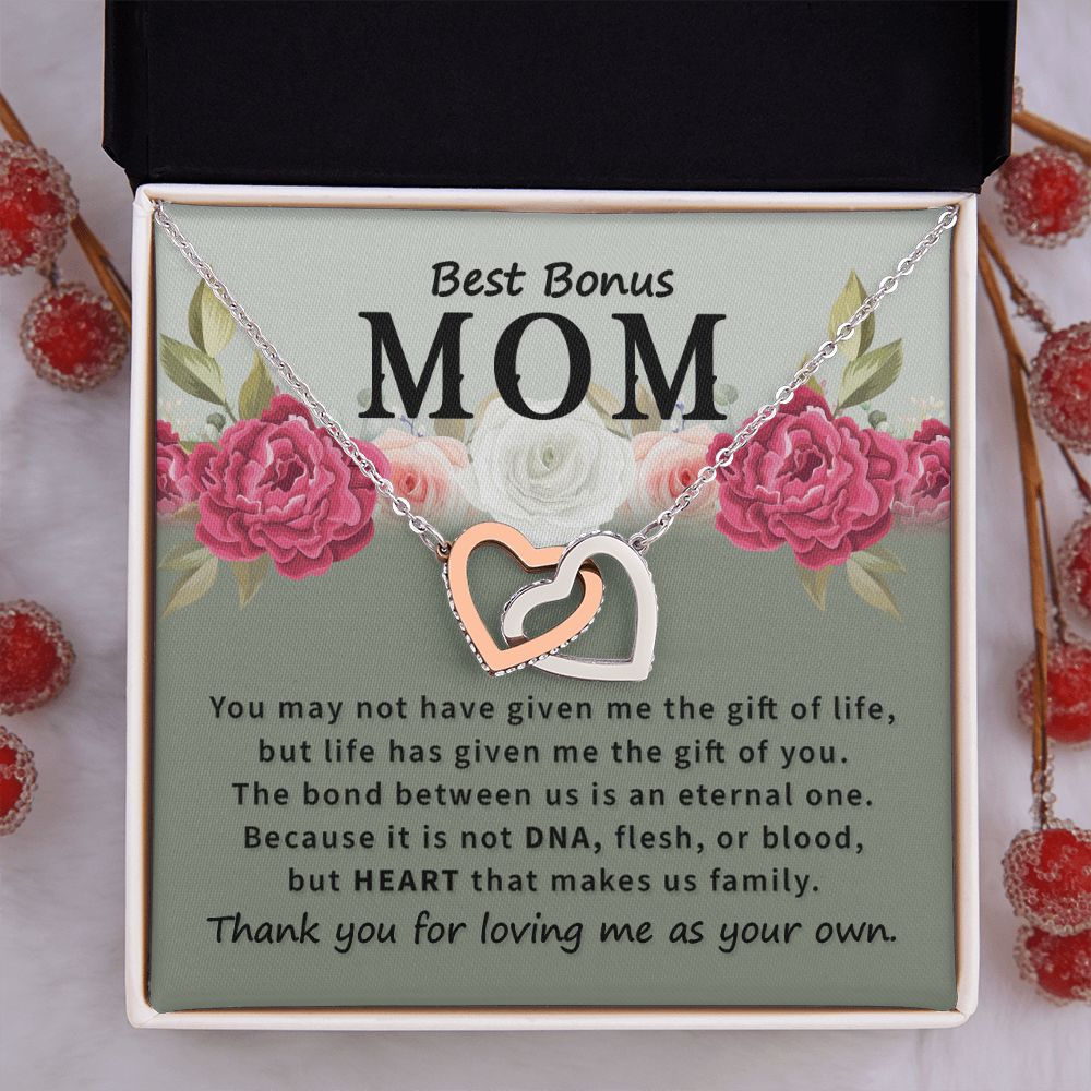 Mother Daughter Necklace as Daughter Gift from Mom, Mom Necklace as Christmas Gift for Mom from Son, Birthday Gift for Mother in Law Necklace, Bonus Mom Gifts for Step Mom Necklace2 Interlocking Hearts Necklace