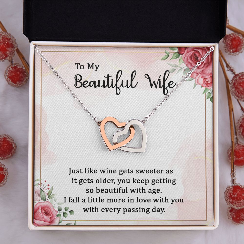 To My Beautiful Wife Necklace, Wedding Anniversary Jewelry For Women, Necklace For Wife from Husband, Gifts For Wife Birthday Gifts Necklace, Jewelry With Message Card In A Gift Box