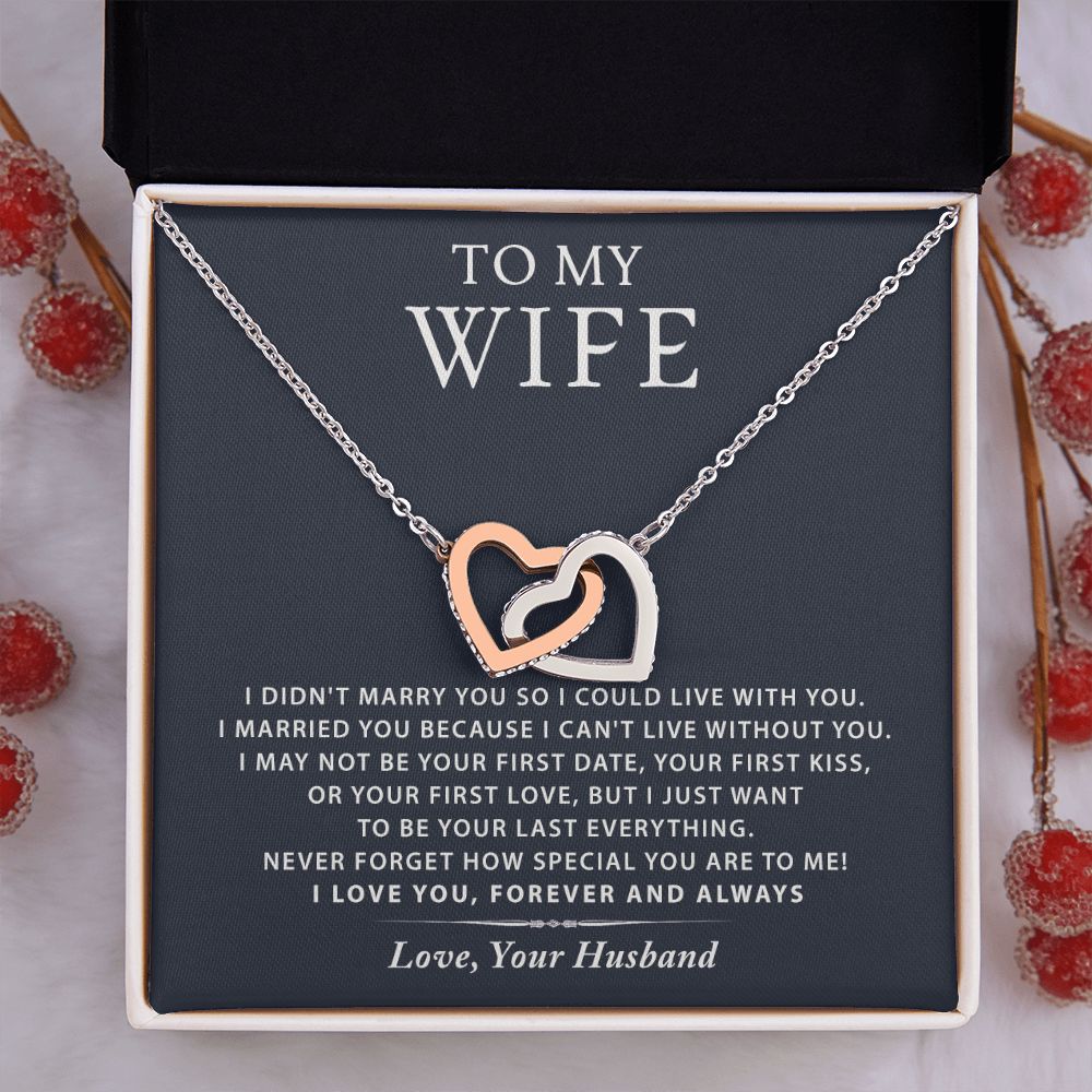 To My Wife Necklace from Husband, Personalized Necklace for Women, Luxury Necklace for Wife from Man Men, Wedding Anniversary Present For Wife, Beautiful Wife Jewelry Christmas Birthday Gift For Wife16 Interlocking Hearts Necklace