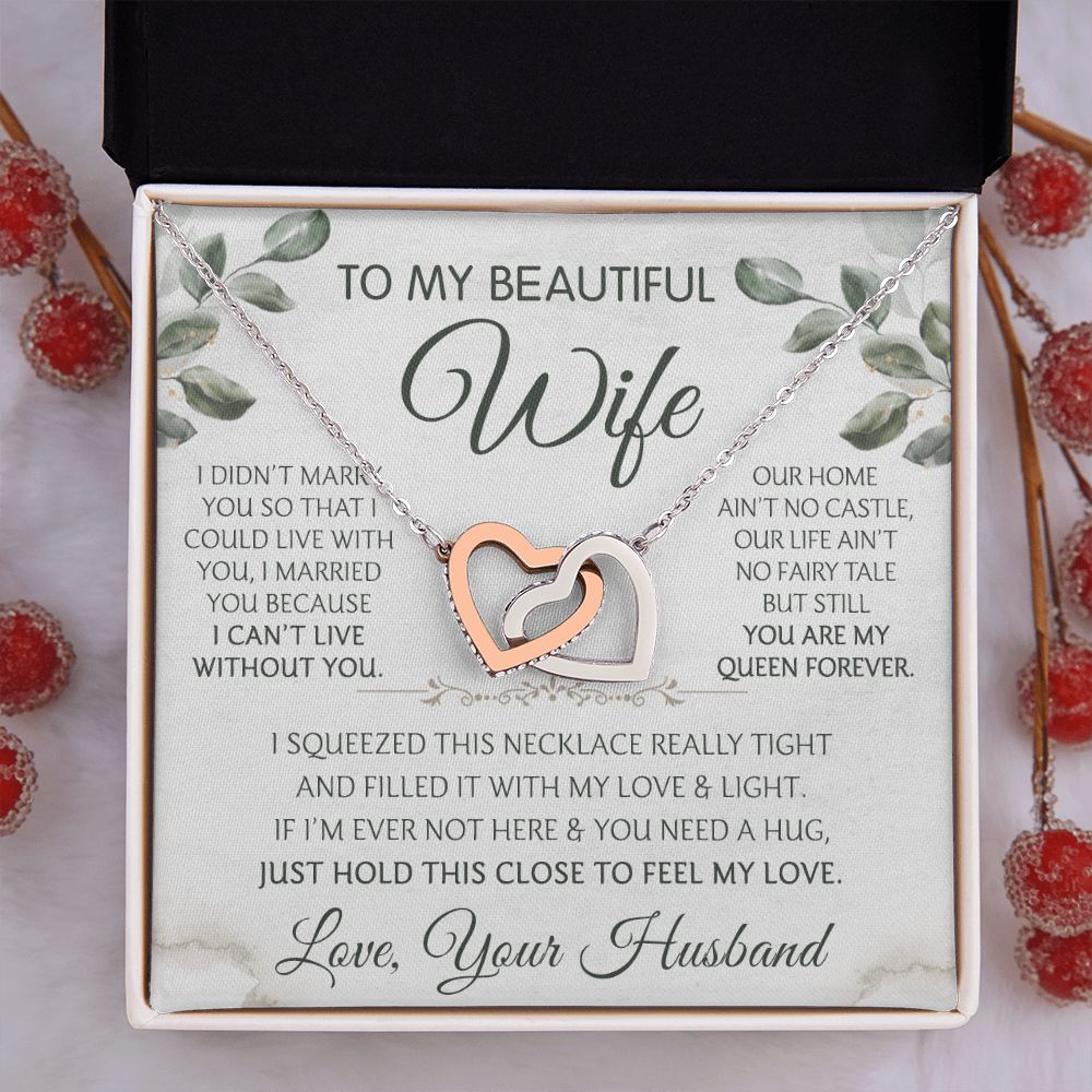 To My Beautiful Wife Necklace, Wedding Anniversary Jewelry For Women, Necklace For Wife from Husband, Gifts For Wife Birthday Gifts Necklace, Jewelry With Message Card In A Gift Box