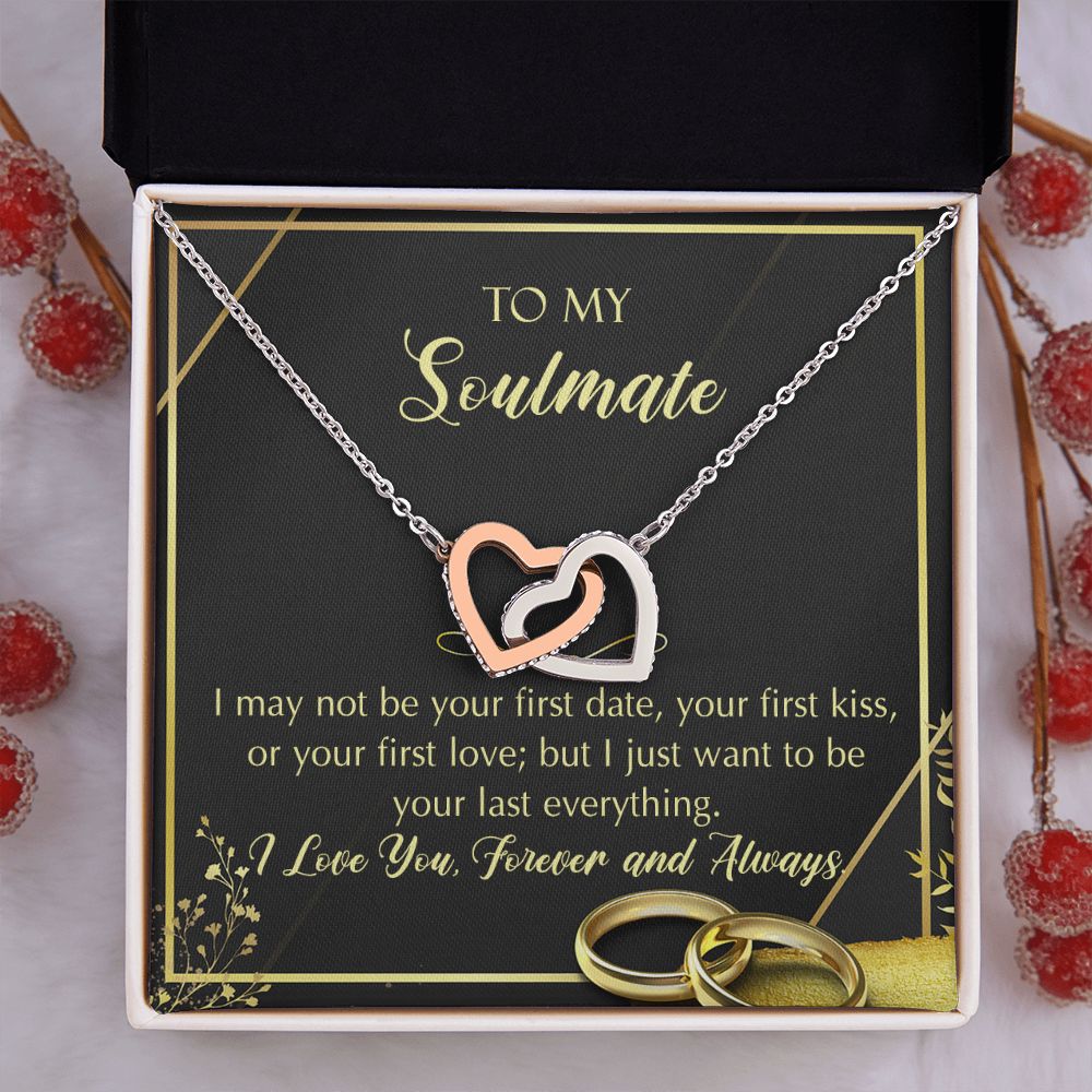 To My Soulmate Necklace for Women Birthday Christmas Jewelry Gifts For My Wife with Message Card Box Personalized Gift Present Pendant for Future Wife Soulmate Girlfriend Love 28 Interlocking Hearts Necklace