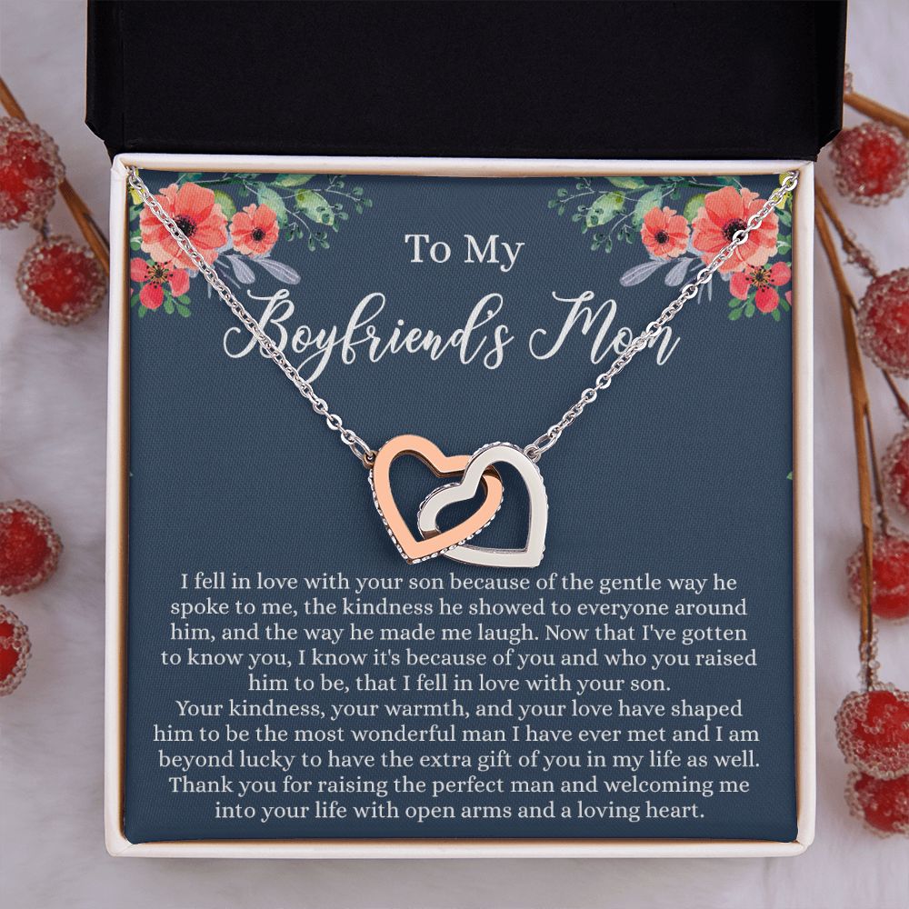 To My Boyfriends Mom, Gifts For Boyfriend Mom, Boyfriends Mom Birthday Gift Idea, Boyfriend Mother Gift, Necklace for Boyfriends Mom, Mother's Day Gift Necklace for Women Interlocking Hearts Necklace
