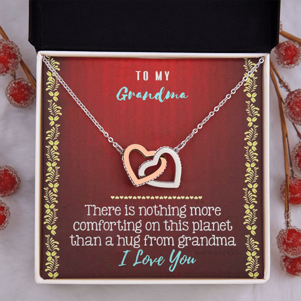 To My Grandma Necklace, Gift for Grandmother Necklace, Mothers Day Gift For Grandma Nana, Grandma Jewelry From Grandchildren GrandKids , Jewelry Box Gift For Grandma Grandmother20 Interlocking Hearts Necklace