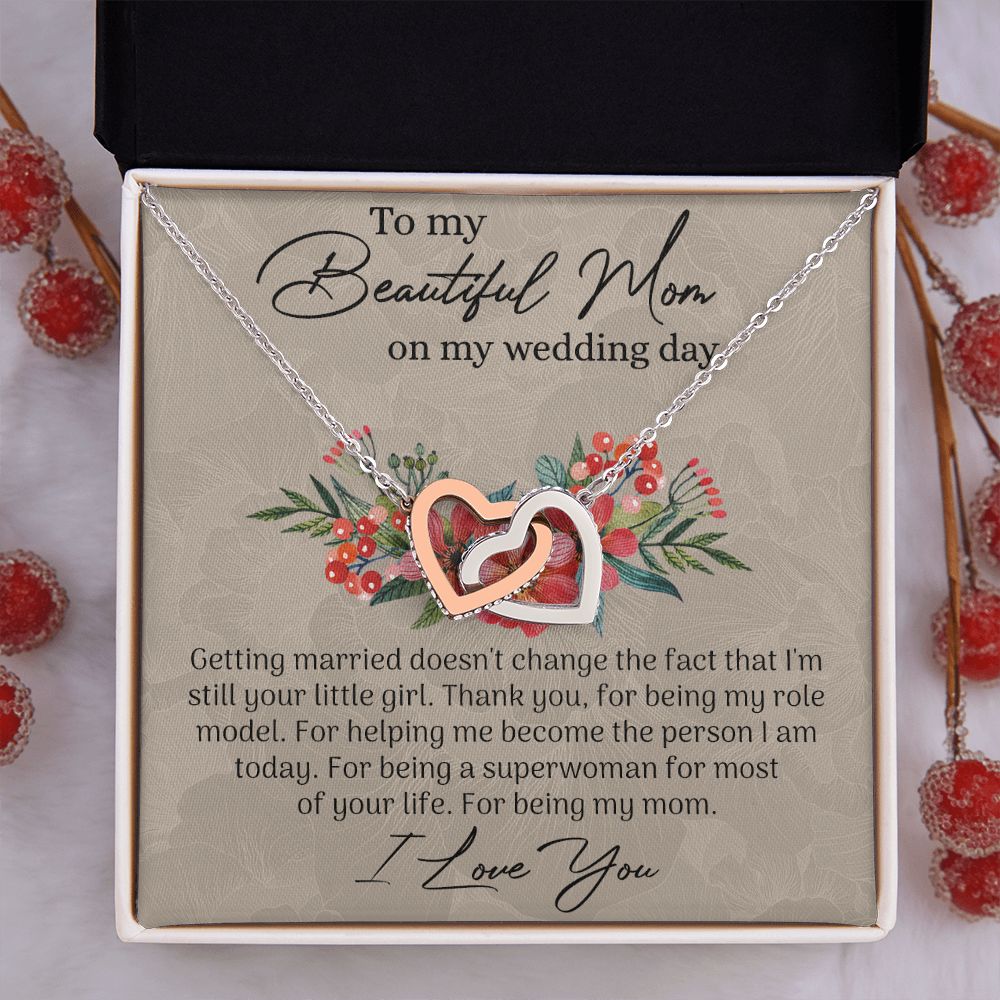 Mom Wedding Gift from Bride, Gift for Mom on Wedding Day, Mother of the Bride Necklace, Wedding Gift for Mom, Bride to Mom Gift Interlocking Hearts Necklace