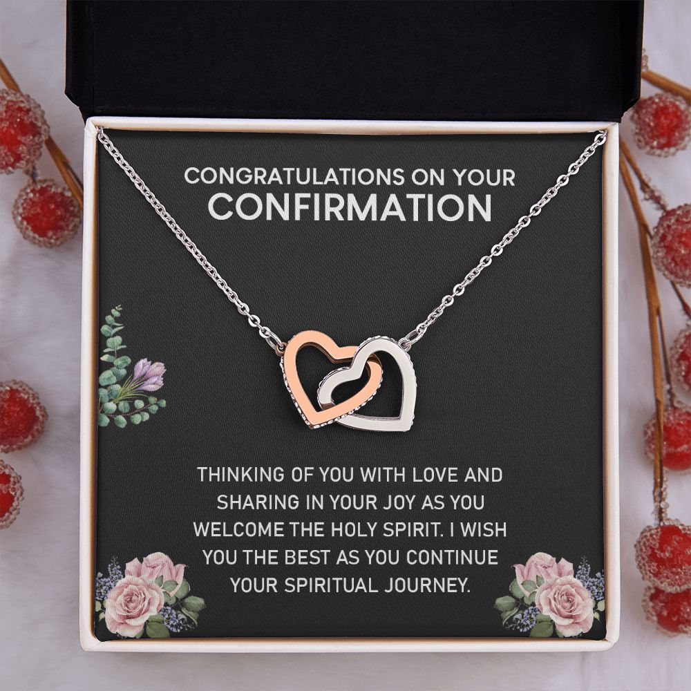 Congratulations On Your Confirmation Love Knot Necklace, Confirmation Gift Interlocking Hearts Necklace