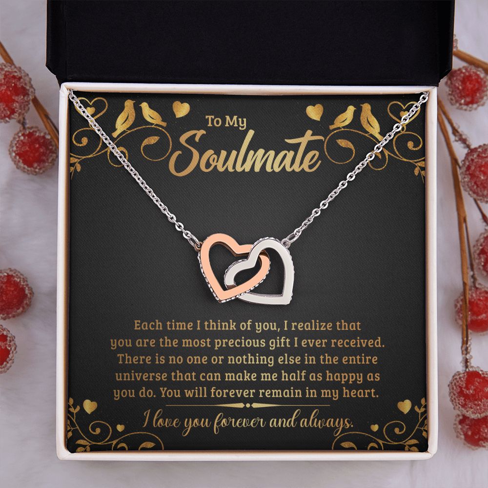 To My Soulmate Necklace for Women Birthday Christmas Jewelry Gifts For My Wife with Message Card Box Personalized Gift Present Pendant for Future Wife Soulmate Girlfriend Love 19 Interlocking Hearts Necklace