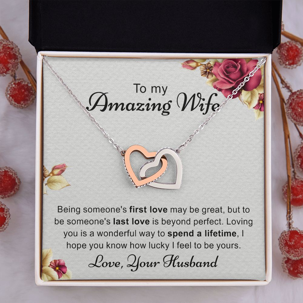 Birthday Gifts For Wife, Necklace Gifts For Wife From Husband, To My Wife Jewelry For Women , To My Wife Necklace  from Husband Wedding Anniversary Present For Wife, Beautiful Wife Jewelry Christmas 6 Interlocking Hearts Necklace
