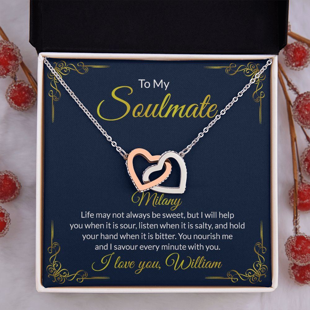 Soulmate Necklace Gift For Her, To My Soulmate Necklace, Love Necklace Gifts For Her, Soulmate Gift, Soulmate Jewelry, Jewelry Gift Her Interlocking Hearts Necklace