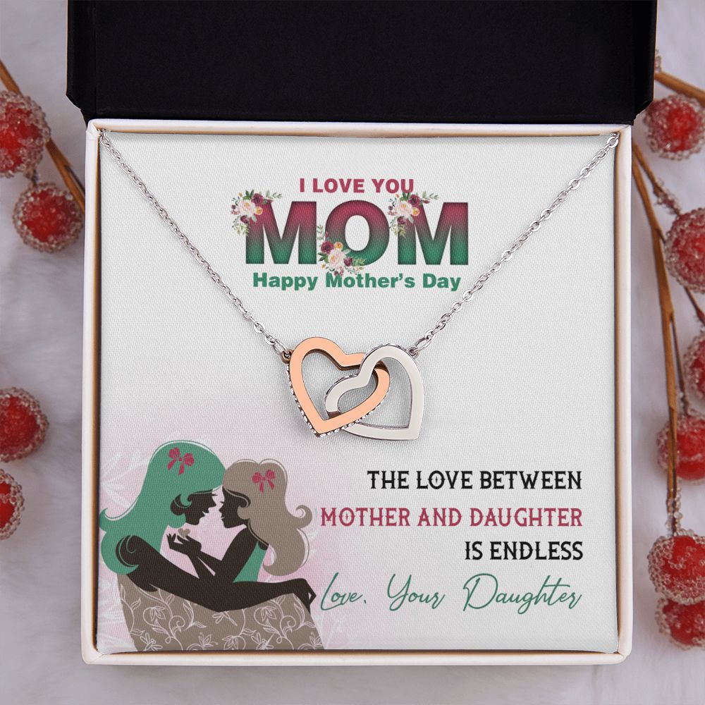 Mom Necklace Gifts for Mom from Daughter to Mom Gifts for Mothers Day from Daughter, To My Mom Necklace from Daughter to Mom Birthday Gifts Necklace with Message Card and Gift Box2236 Interlocking Hearts Necklace