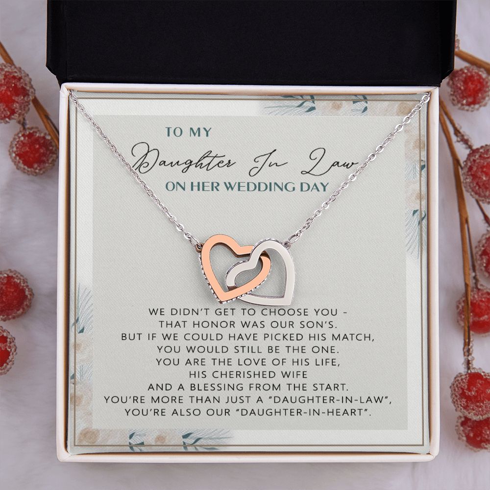 Wedding Gift From mother On Wedding Day To My Daughter-in-law Wedding Day Interlocking Hearts Necklace