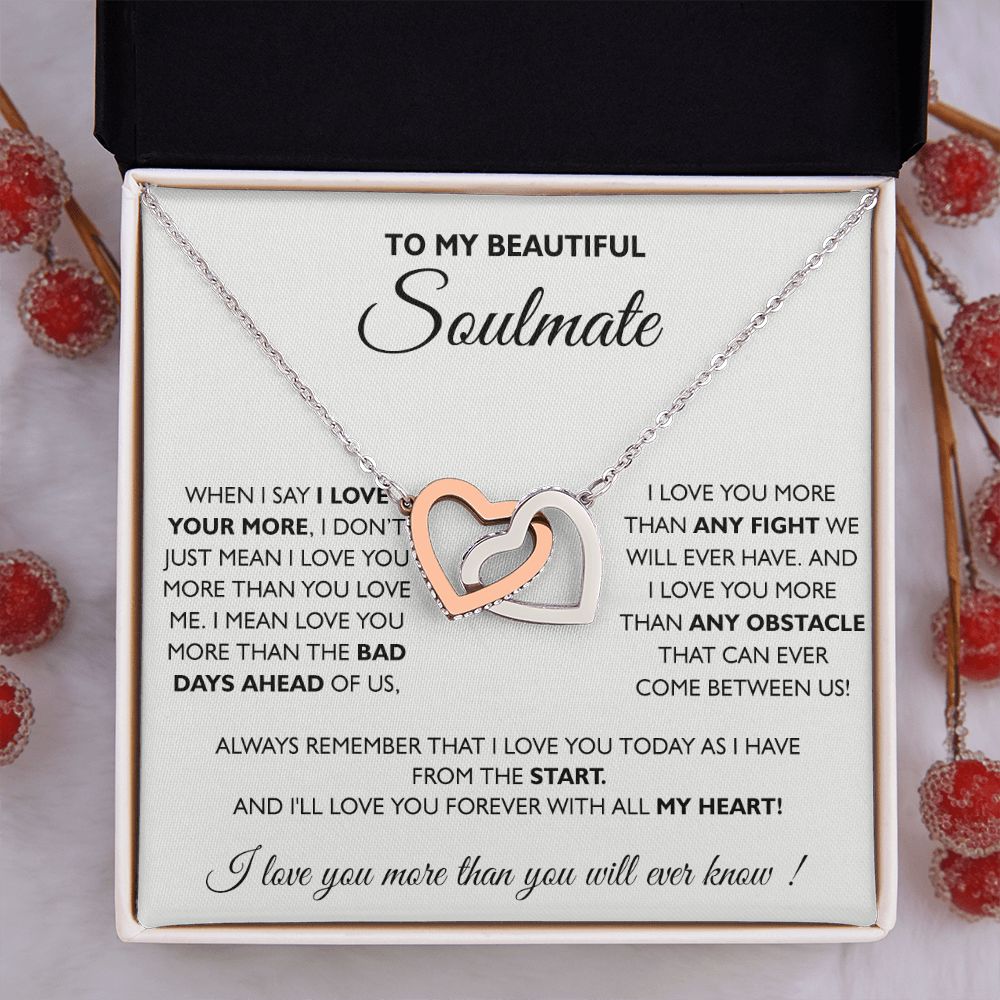 To My Soulmate Necklace Eternal Hope Necklace Valentine Day gift for Soulmate 175133533988 Interlocking Hearts Necklace