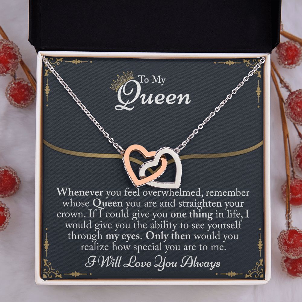 To My Queen Gift For Her Jewelry Gift Her Gift for Her Christmas Necklace Interlocking Hearts Necklace