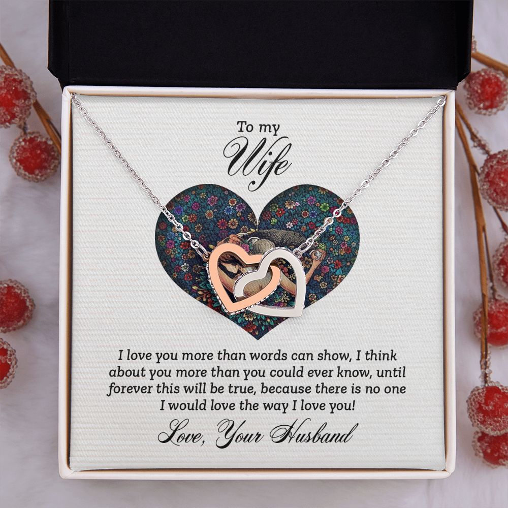 Birthday Gifts For Wife, Necklace Gifts For Wife From Husband, To My Wife Jewelry For Women , To My Wife Necklace  from Husband Wedding Anniversary Present For Wife, Beautiful Wife Jewelry Christmas23 Interlocking Hearts Necklace