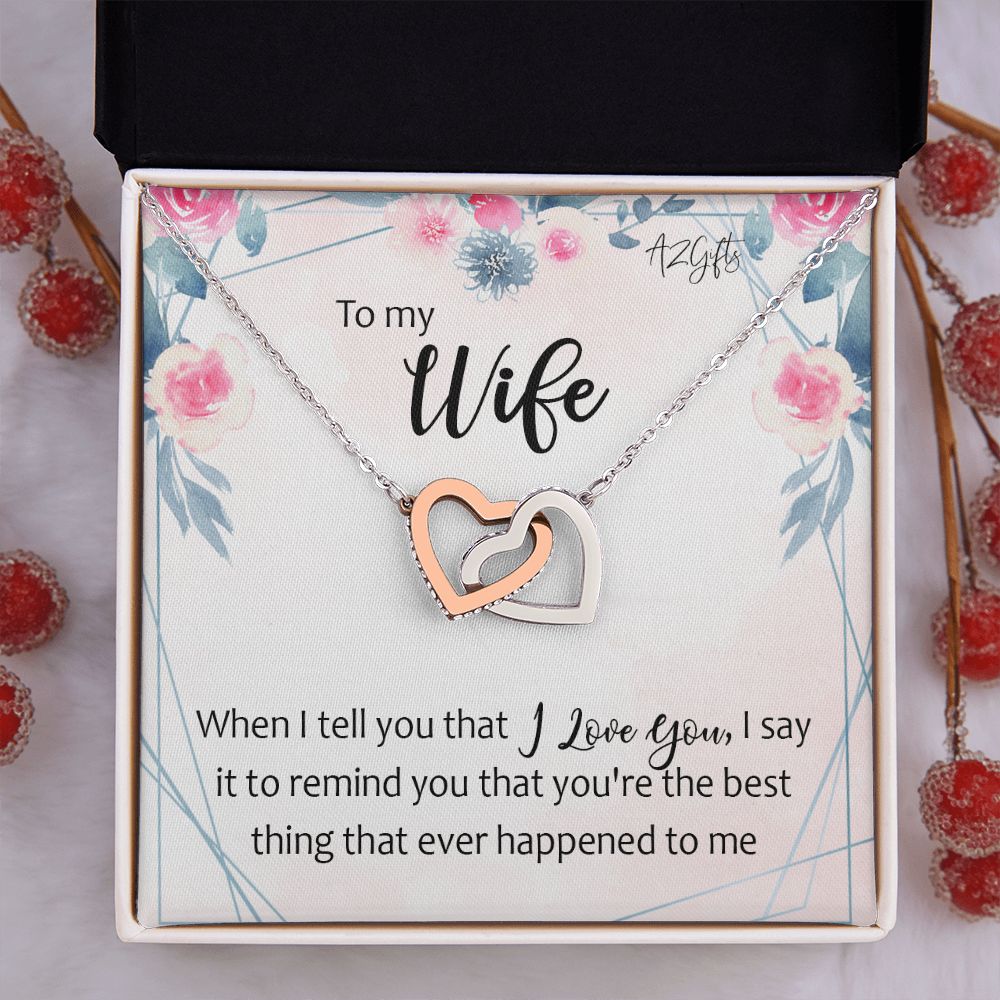 To My Wife Necklace from Husband, Personalized Necklace for Women, Luxury Necklace for Wife from Man Men, Wedding Anniversary Present For Wife, Beautiful Wife Jewelry Christmas Birthday Gifts For Wife Interlocking Hearts Necklace